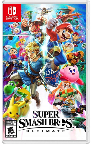 Capa da mídia física do jogo Super Smash Bros Ultimate para o console Nintendo Switch