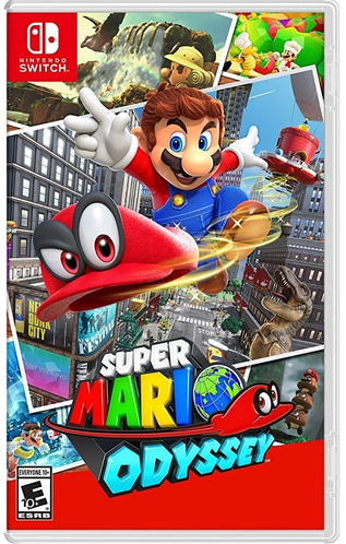 Capa da mídia física do jogo Super Mario Odyssey para o console Nintendo Switch